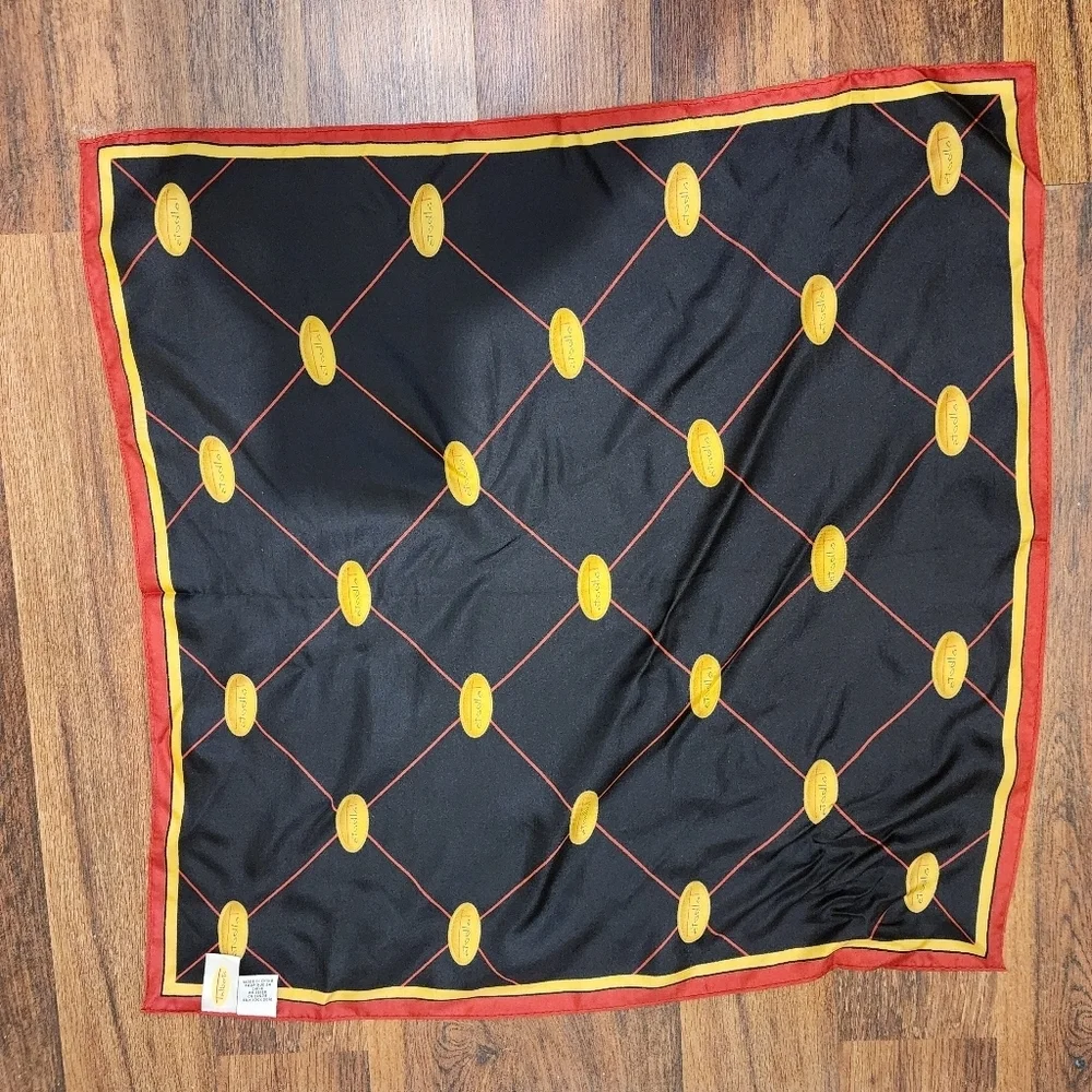 Talbots Women's Silk Elegant Black and Red  Squared Scarf